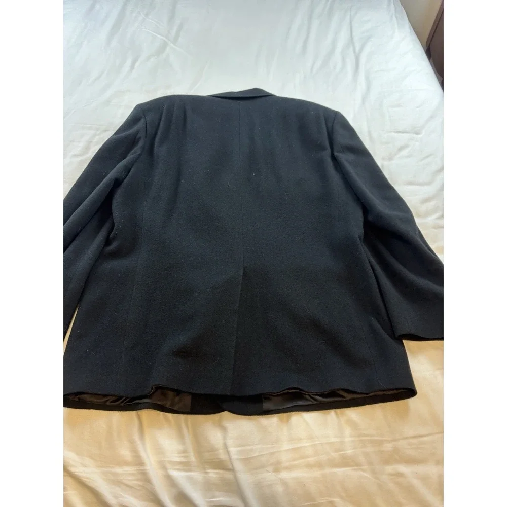 Bill Blass Mens 48 Black 100% Camel Hair Lined Blazer Coat 2 Button‎ Black